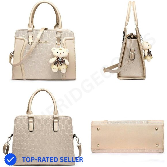 Womens Stylish Tote Shoulder Bag Satchel Purse Set 4pcs Elegant Chic - Picture 2 of 4